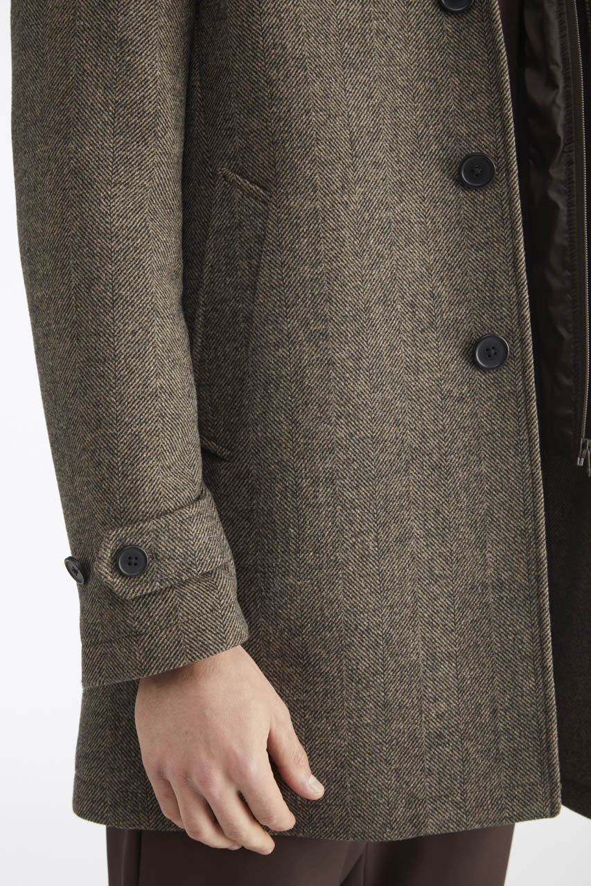 AT.P.CO | Manteau ''Martinez'' chevrons capuche amovible - Marron