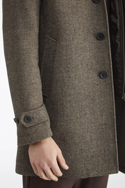 AT.P.CO | Manteau ''Martinez'' chevrons capuche amovible - Marron