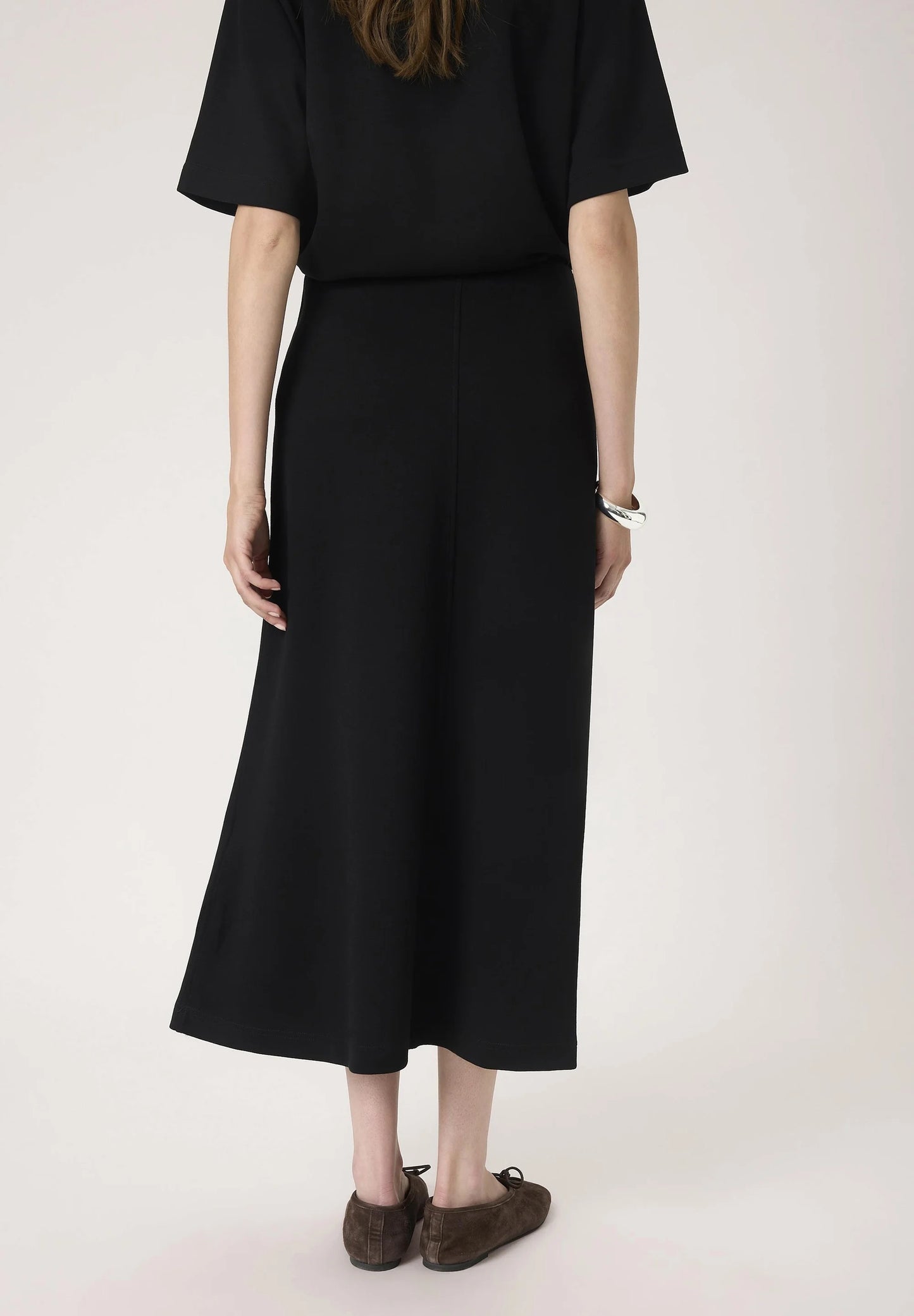 SOAKED IN LUXURY | La jupe ligne A en jersey Marigold  - Noir