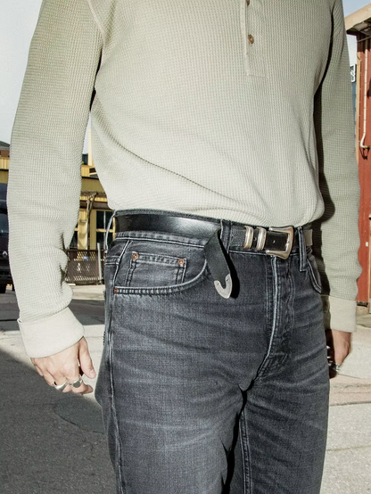 Nudie Jeans | Ceinture Western argentée noir
