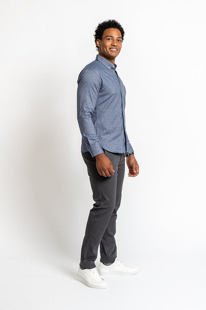 KOVALUM | Chemise en coton brossé - Bleu