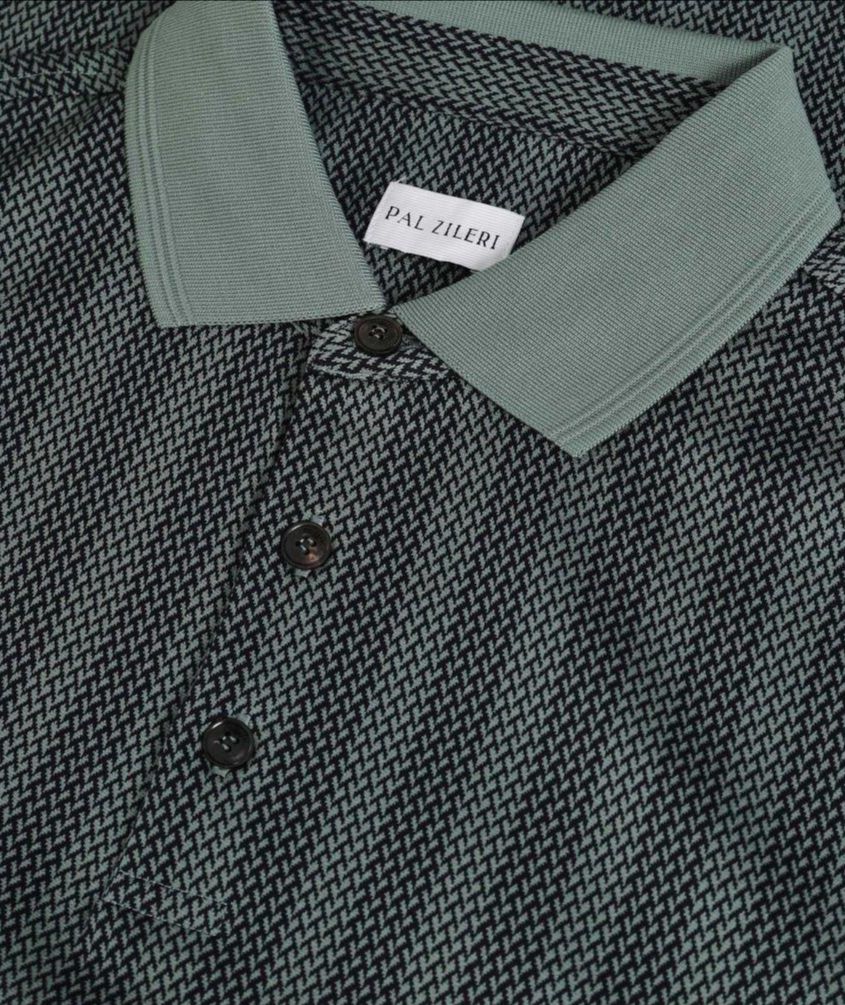 Pal Zileri | Polo en jersey de coton Jacquard - Vert/Marine