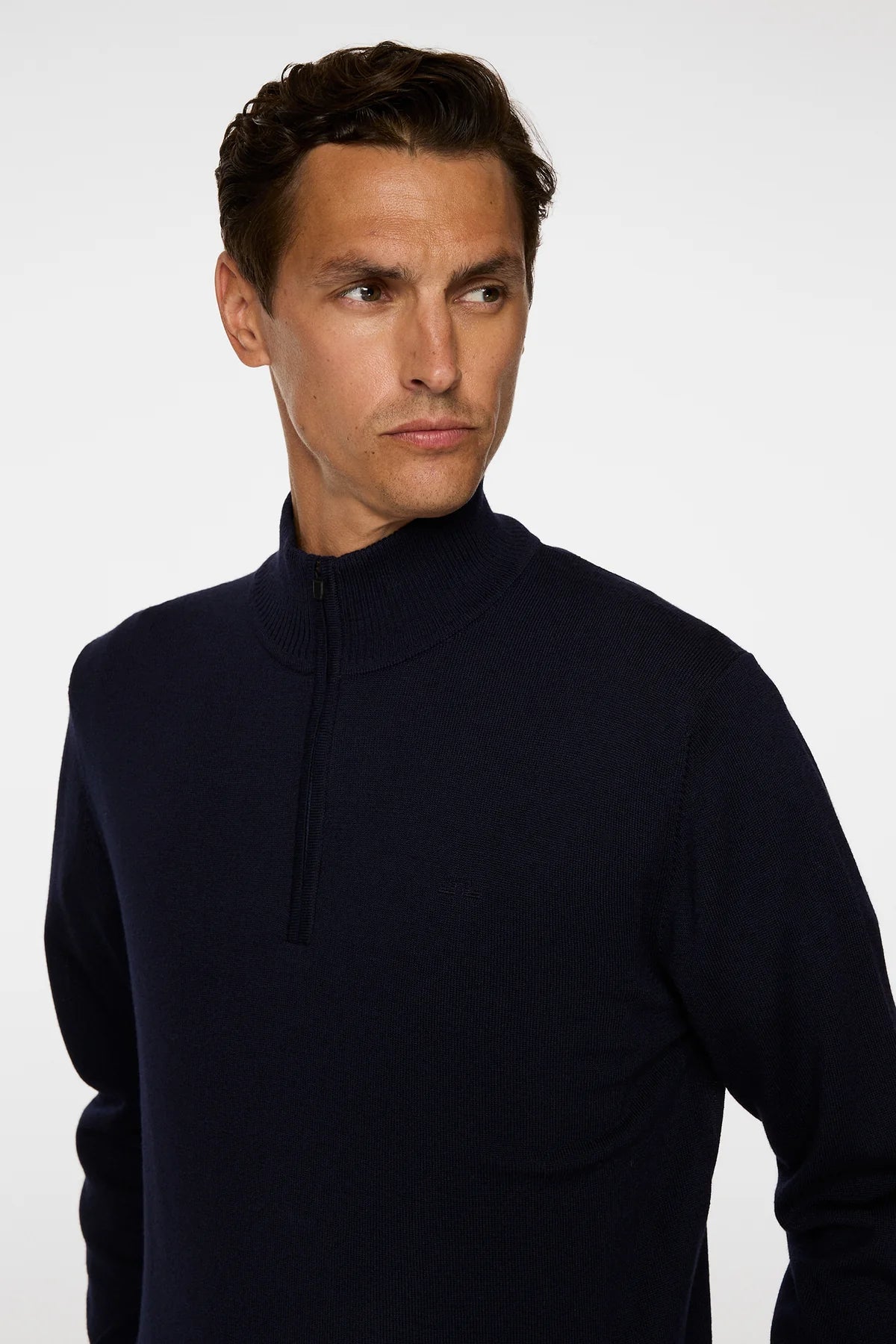 J.LINDEBERG | Pull "Kiyan" Merino Quarter Zip - Bleu marine