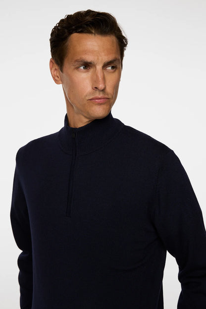 J.LINDEBERG | Pull "Kiyan" Merino Quarter Zip - Bleu marine