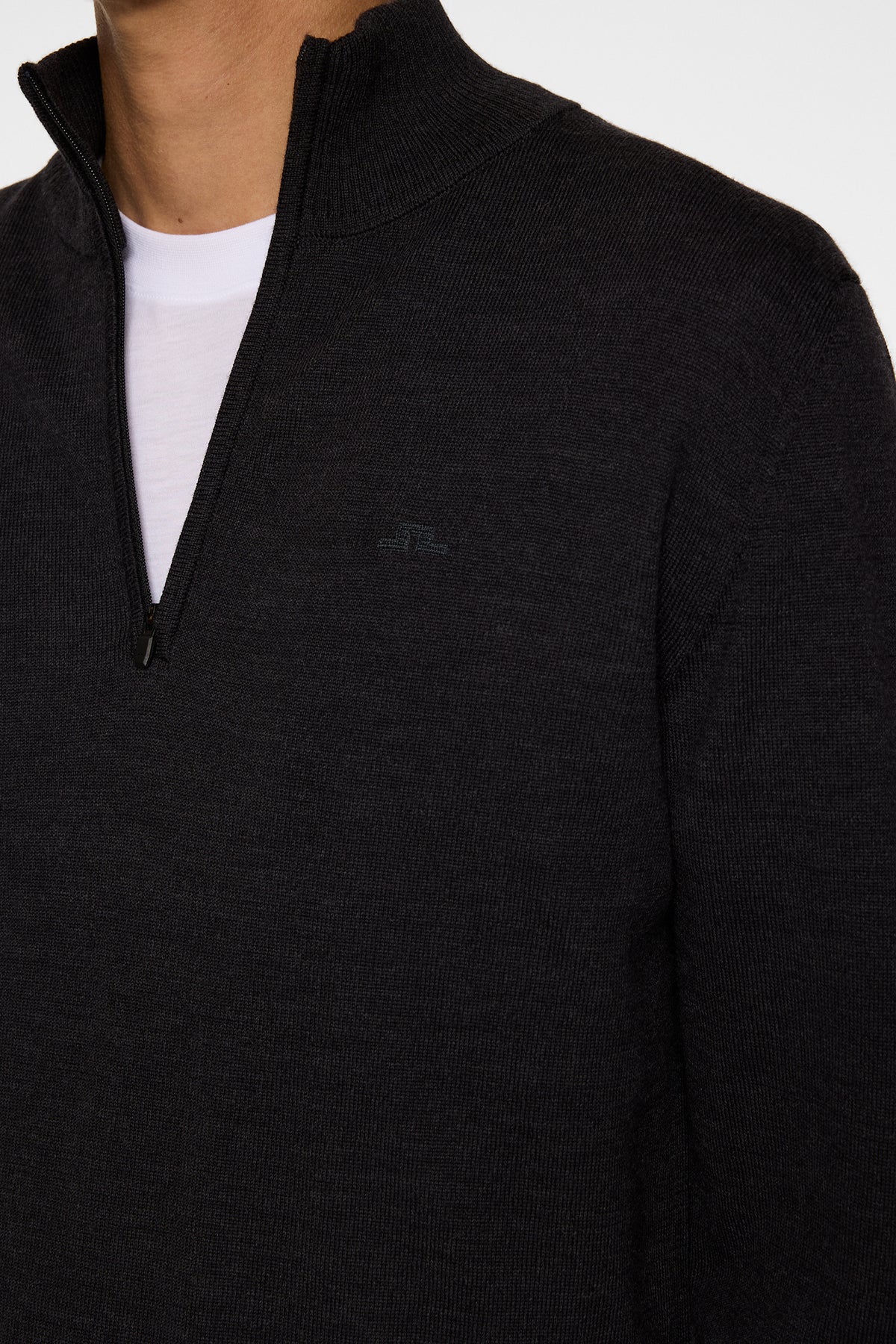 J.LINDEBERG | Pull "Kiyan" Merino Quarter Zip - Gris foncé mélanger