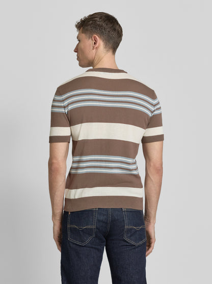 Manuel Ritz | T-shirt en maille à rayures multiples - Taupe