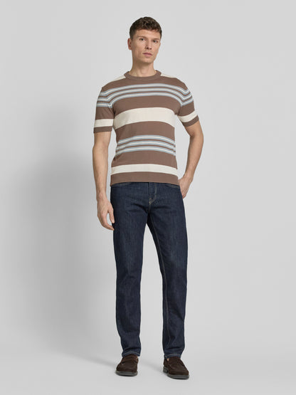 Manuel Ritz | T-shirt en maille à rayures multiples - Taupe