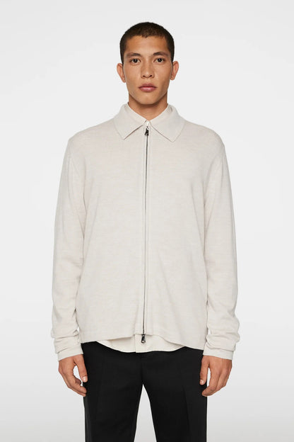 J.Lindeberg | Le cardigan zippé "Kaleb" en mérinos - blanc