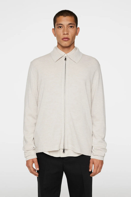 J.Lindeberg | Le cardigan zippé "Kaleb" en mérinos - blanc