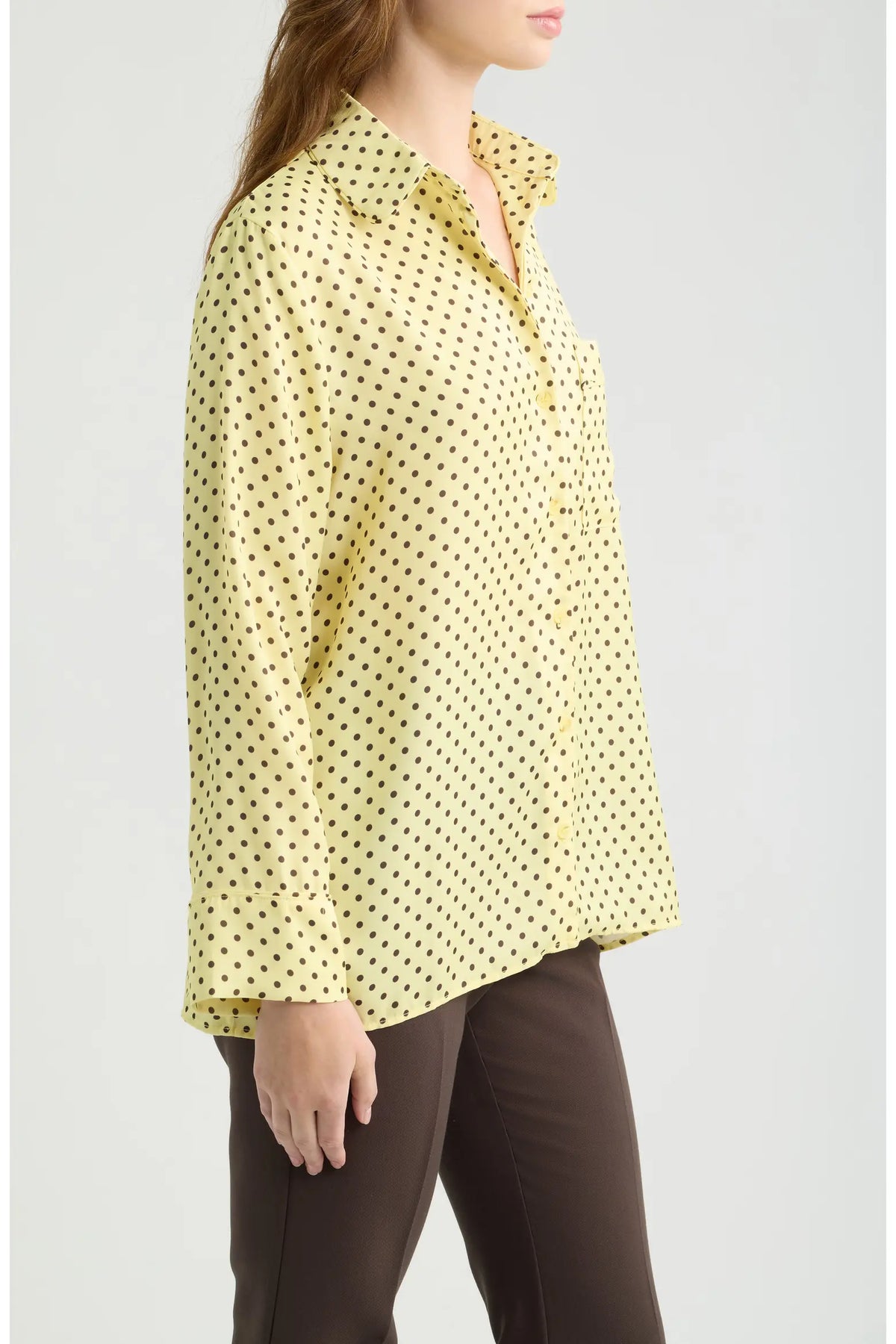 Dèluc | Chemise boutonnée imprimée à pois 'Survivor' | Jaune