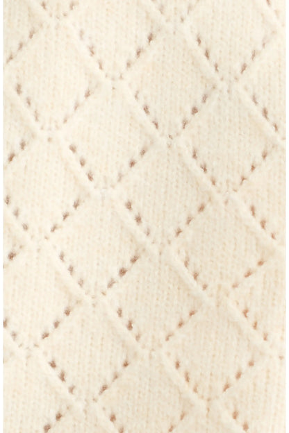 Dèluc | Pull à col rond en tricot pointelle 'Vitosha' | Ecru