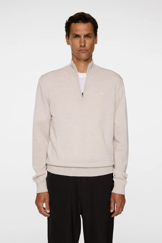 J.LINDEBERG | Pull "Kiyan" Merino Quarter Zip - Beige