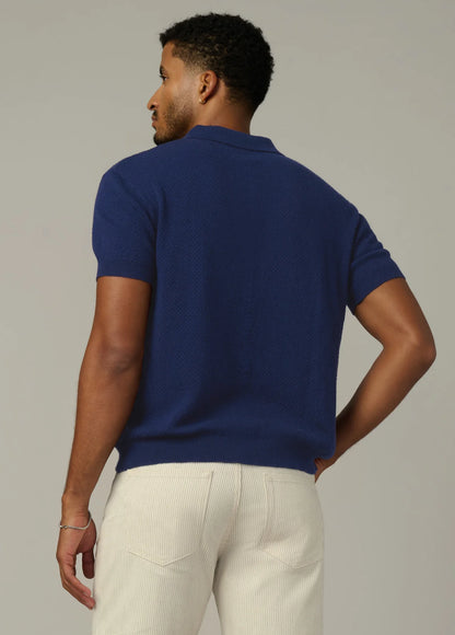 JOE's | Polo en maille mérinos et cachemire - Bleu marine