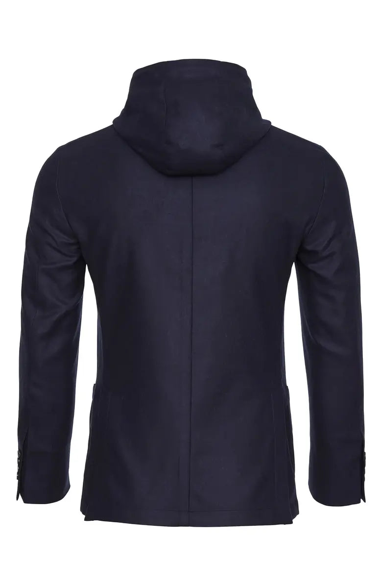 Emanuel Berg | Veste de sport en laine et cachemire avec bavette amovible à capuche - Marine