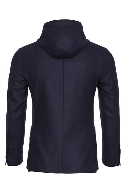 Emanuel Berg | Veste de sport en laine et cachemire avec bavette amovible à capuche - Marine