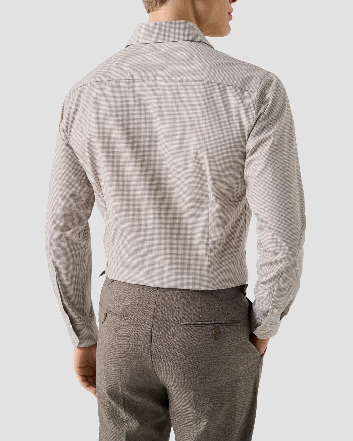 Eton | Chemise à carreaux en sergé fin - Marron