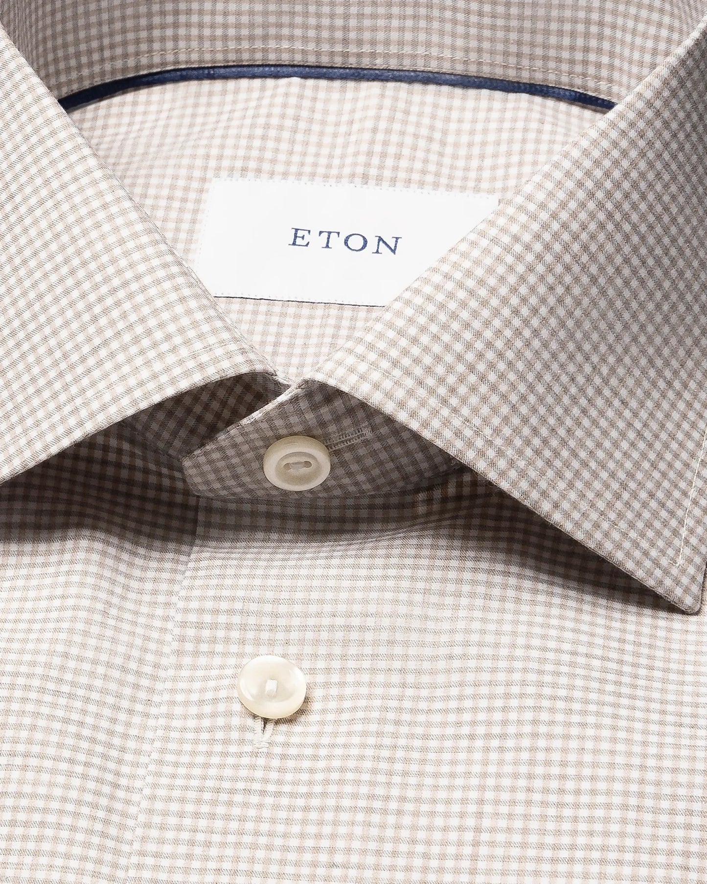 Eton | Chemise à carreaux en sergé fin - Marron