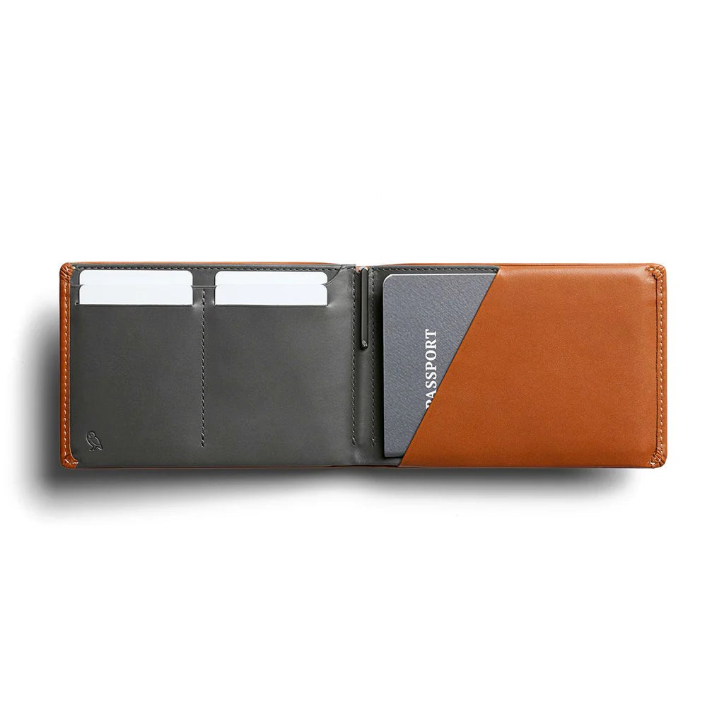 Bellroy |  Portefeuille de voyage en cuir, RFID - Caramel
