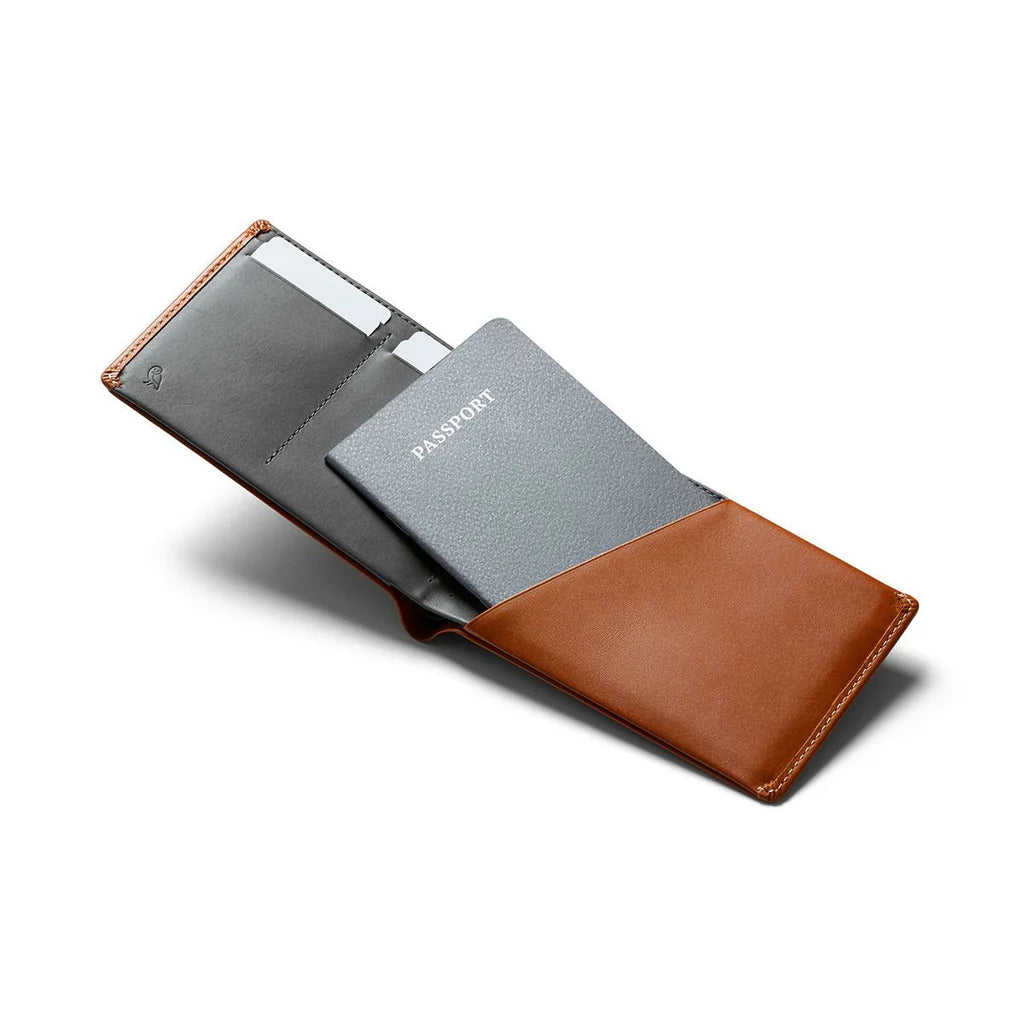 Bellroy |  Portefeuille de voyage en cuir, RFID - Caramel