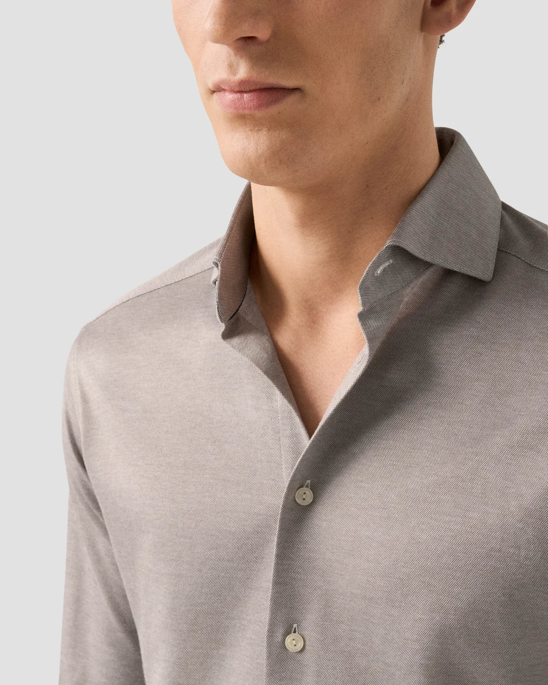 Eton | La chemise en jersey Filo di Scozia - Marron