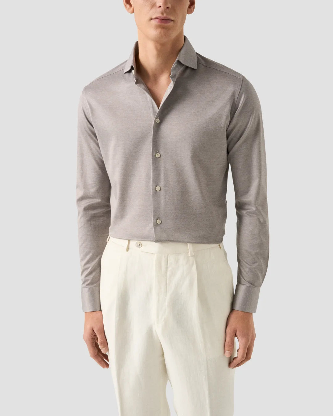 Eton | La chemise en jersey Filo di Scozia - Marron