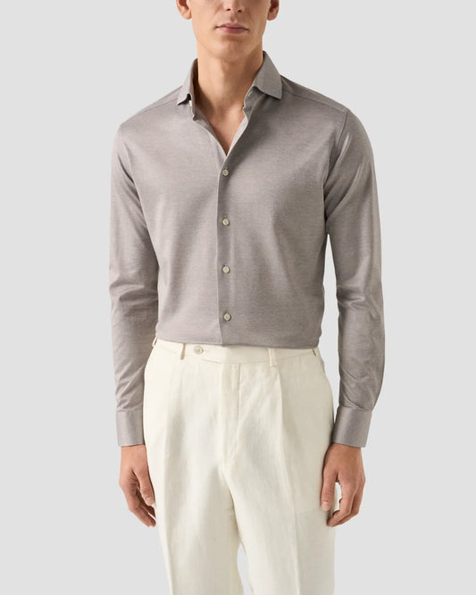 Eton | La chemise en jersey Filo di Scozia - Marron