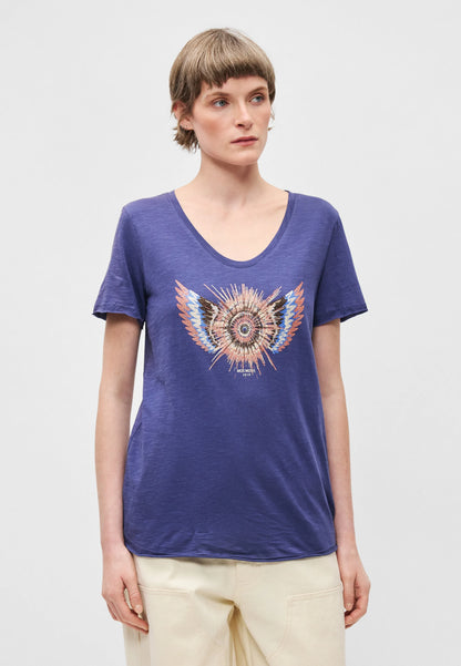 MOS MOSH | T-shirt à col rond "ROMI GETHI"- Bleu royal