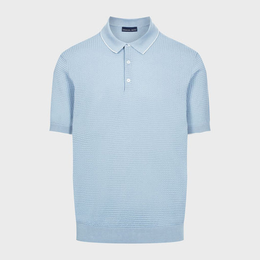 EMANUEL BERG | Le polo en maille texturée - Bleu clair