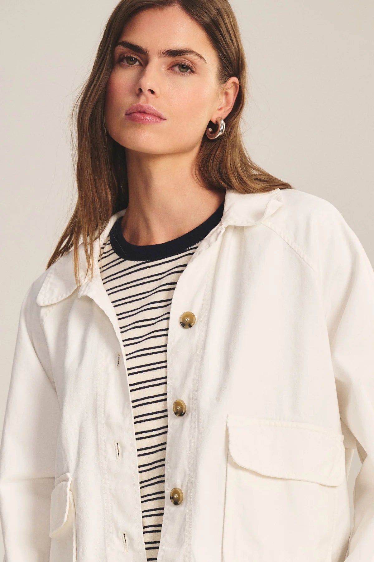 Velvet | La veste ''Carrington'' en sergé de coton sablé - Blanc