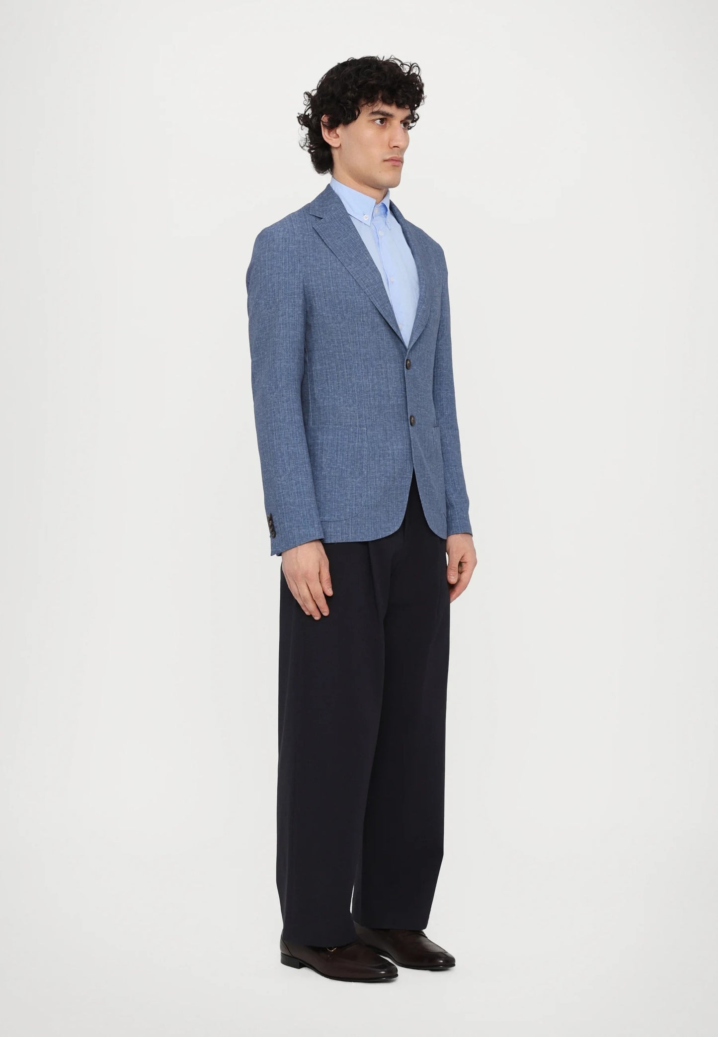 Pal Zileri | Veston en jersey imprimé à chevrons - Bleu clair