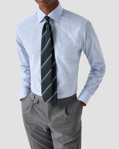 Eton | Chemise en piqué fin à carreaux - bleu clair