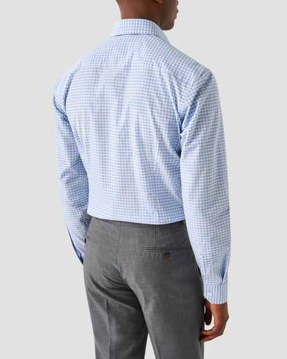 Eton | Chemise en piqué fin à carreaux - bleu clair