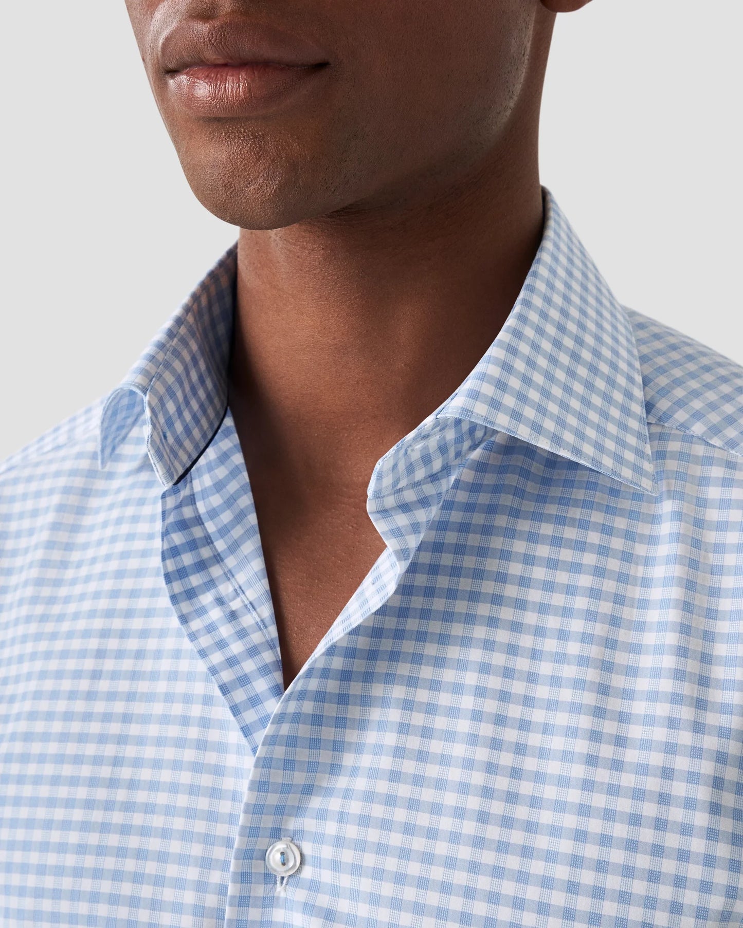 Eton | Chemise en piqué fin à carreaux - bleu clair