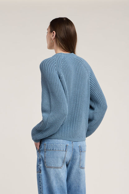 Velvet | Le pull ''Ember'' en coton Pima épais | Bleu