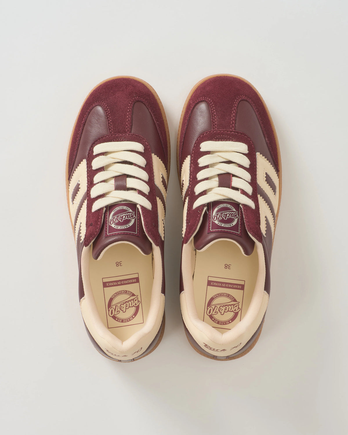Back 70 | Baskets en cuir "Cloud" - Rouge vin et Ivoire