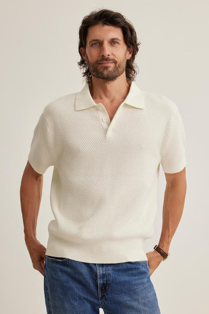 Velvet | Polo ''Lowell'' en maille de coton et cachemire - Crème