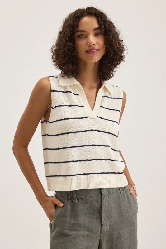 Velvet - Pull "NAYLA" - Marine/Blanc