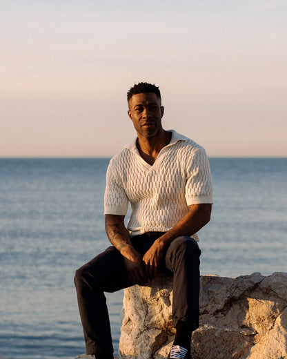 Peregrine |  Le polo en maille texturée ''Cove'' - Blanc