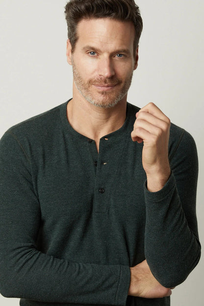 Velvet |  Le henley en jersey brossé ''Ryland'' - Vert