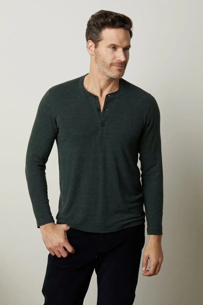 Velvet |  Le henley en jersey brossé ''Ryland'' - Vert