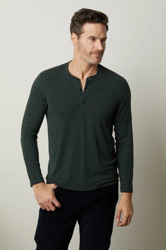 Velvet |  Le henley en jersey brossé ''Ryland'' - Vert