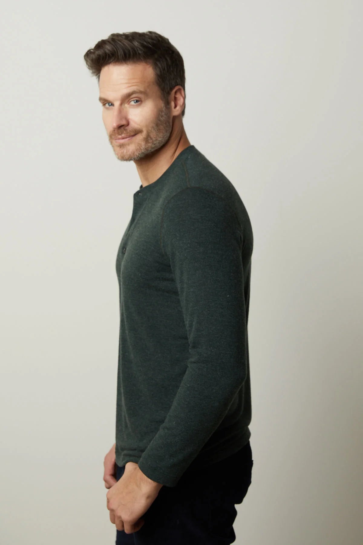 Velvet |  Le henley en jersey brossé ''Ryland'' - Vert