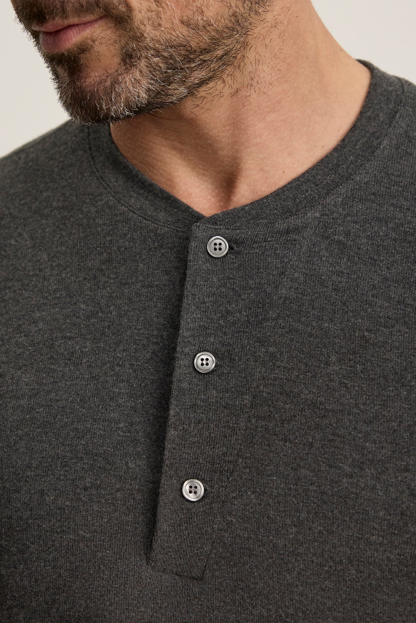 Velvet |  Le henley en jersey brossé ''Ryland'' - Anthracite