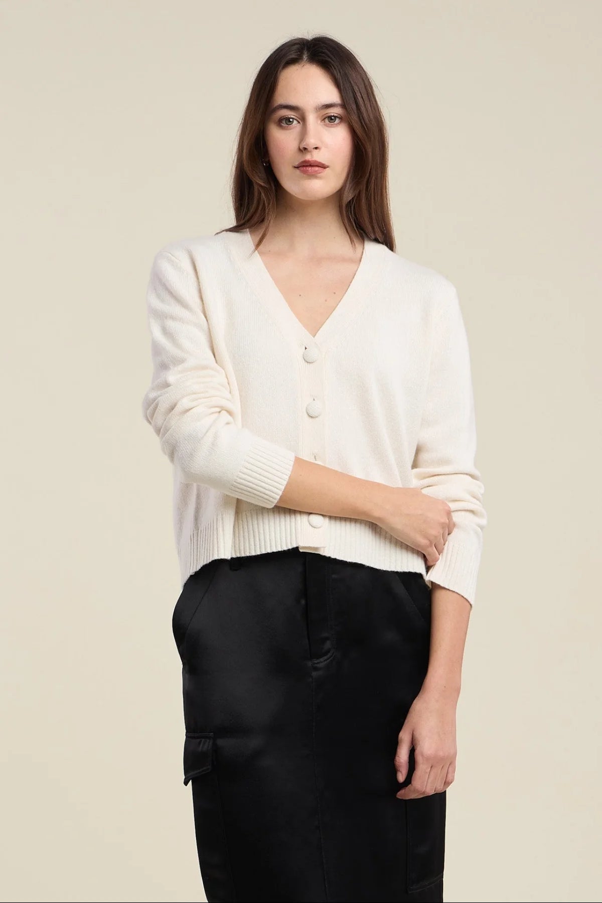 Velvet |  Le cardigan ''Etna'' en mélange de laine | Ivoire