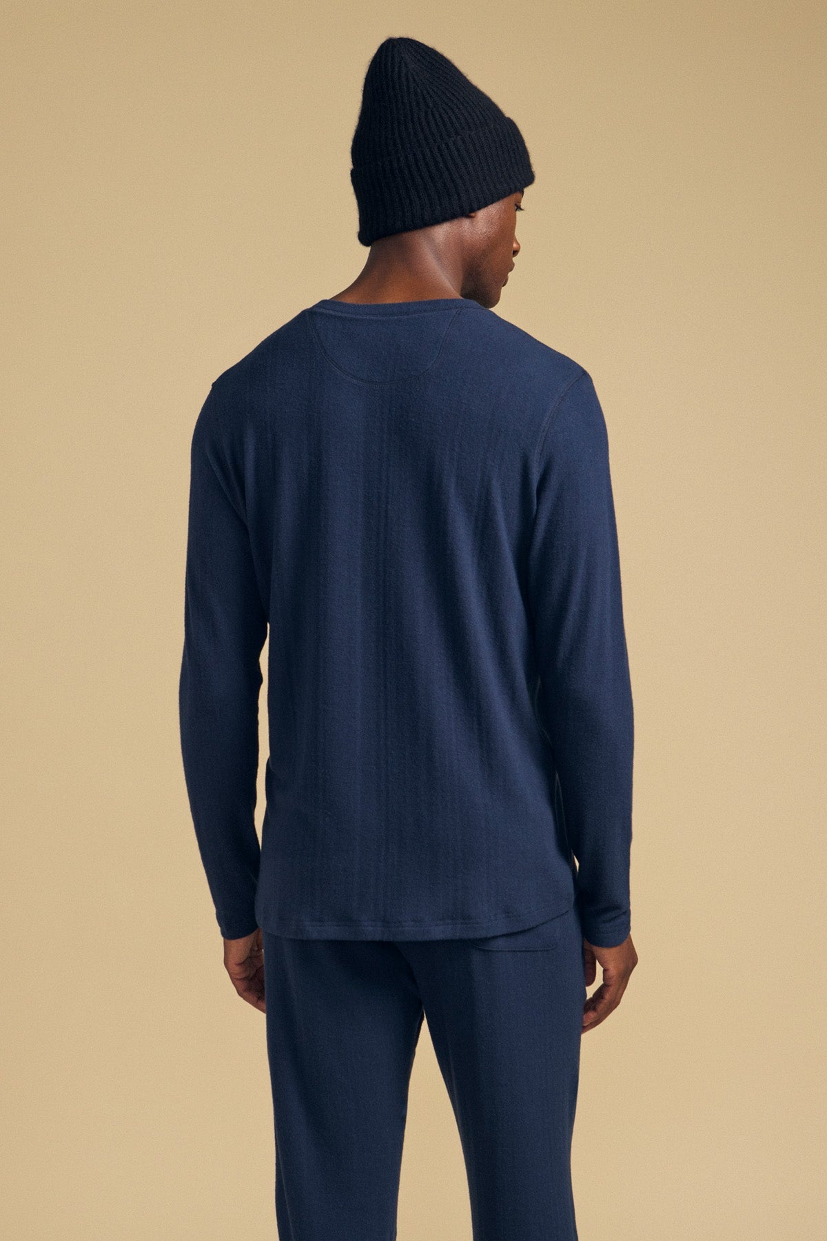 Velvet | T-shirt henley à manches longues "Tyler" - Bleu nuit