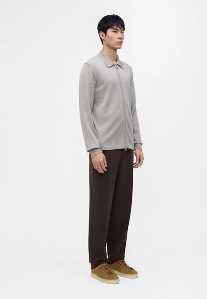 J.Lindeberg | Cardigan ''Kaleb'' en laine mérinos | Gris Clair