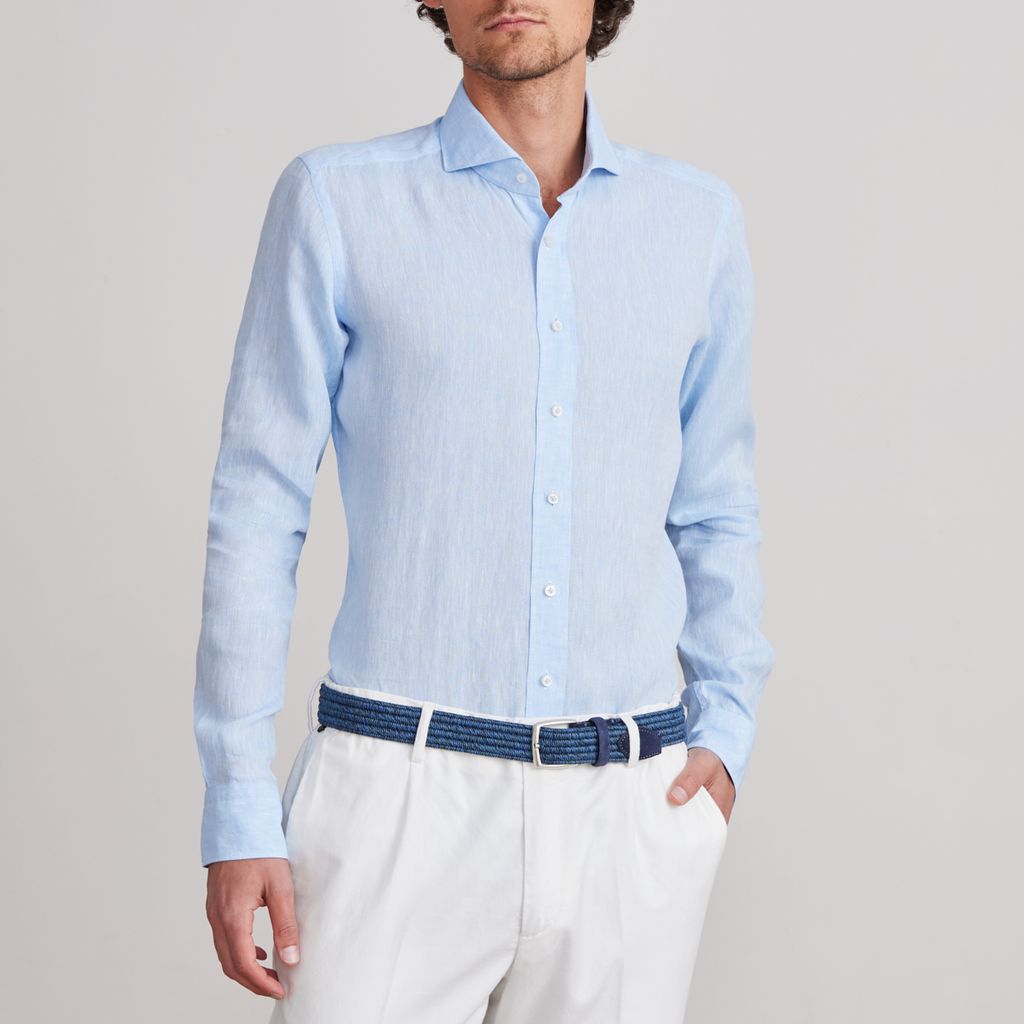 EMANUEL BERG | Chemise ''Harvard'' en lin- Bleu clair