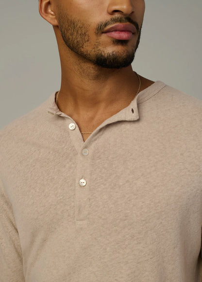 JOE's | Haut Henley à manches longues en lin et coton  - Taupe