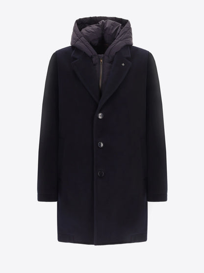 Distretto 12 | Manteau en laine bouillie avec bavette amovible  | Bleu