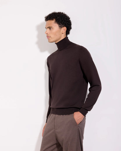 Filippo De Laurentiis | Pull à col roulé en laine mérinos royale - Marron